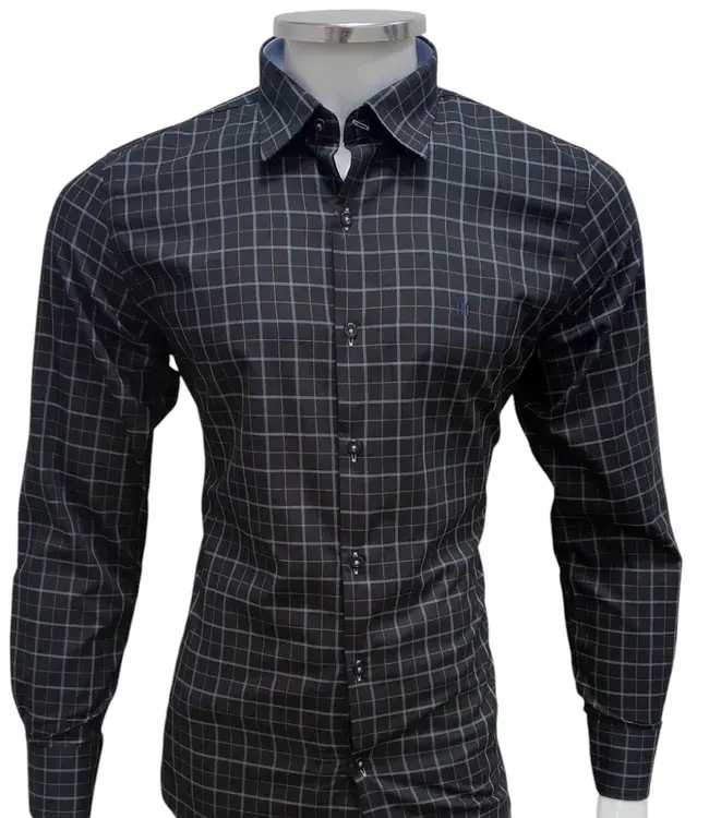 Camisa VIA MASO Slim Fit Xadrez 100% Algodão