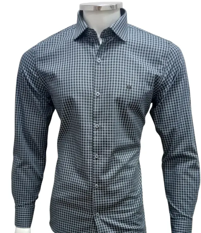 Camisa VIA MASO Slim Fit Xadrez 100% Algodão