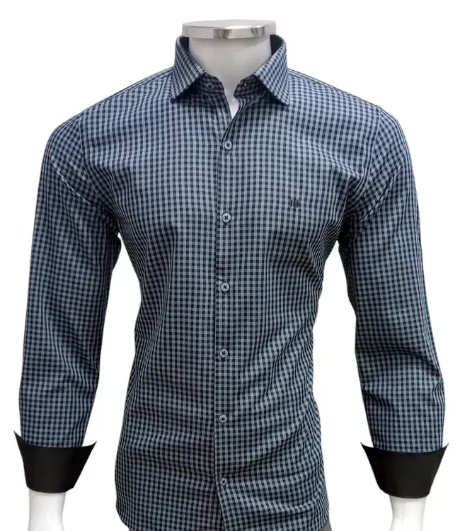 Camisa VIA MASO Slim Fit Xadrez 100% Algodão - Imagem 2
