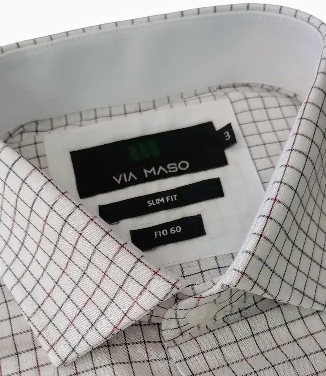 Camisa VIA MASO Slim Fit Xadrez 100% Algodão - Imagem 4