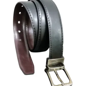 Cinto Masculino Fivela Giratória em Material Sintético Dupla Face (Preto/Marrom)