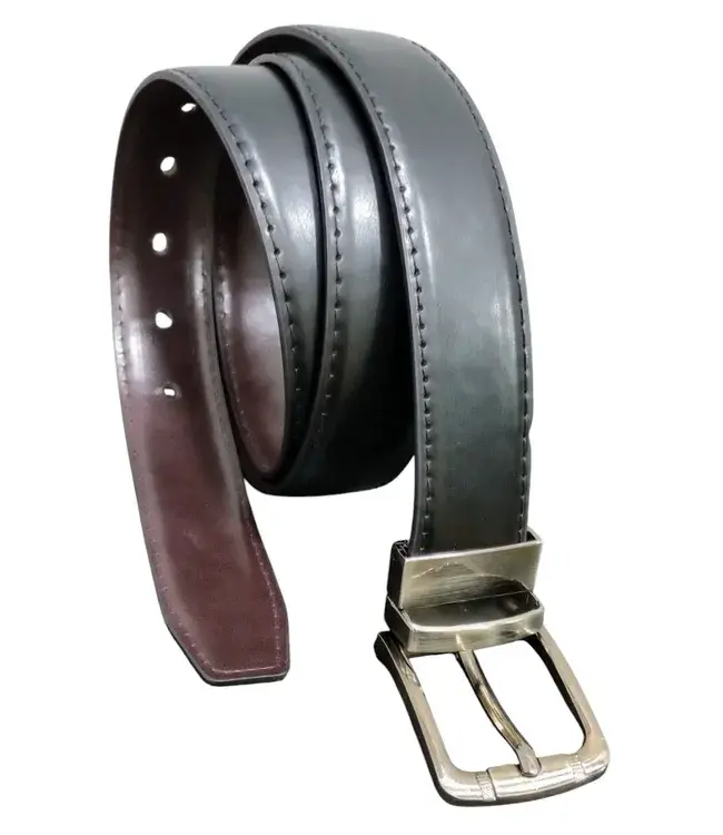 Cinto Masculino Fivela Giratória em Material Sintético Dupla Face (Preto/Marrom)