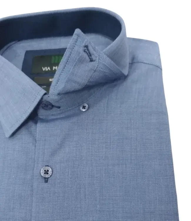 Camisa VIA MASO Slim Fit Button Down 100% Algodão - Imagem 4
